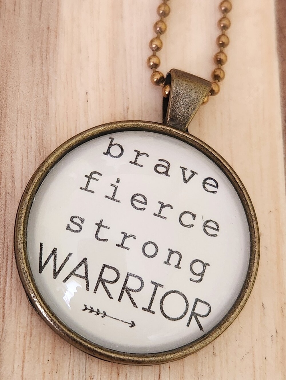 THE VINTAGE SPARROW BRAVE FIERCE STRONG WARRIOR BRASS LONG PENDANT NECKLACE